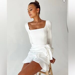 Princess Polly The Villa White Mini White Bridal Wrap Dress 4 Bride